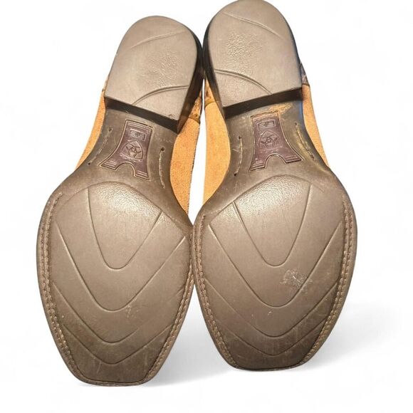 Ariat Men’s Cowboy Boots Size 8.5D Distressed Tan Leather Western Square Toe - Picture 6 of 6